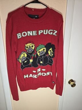 American Stitch "Bone Pugz N Harmony" Ugly Christmas Knit Sweater